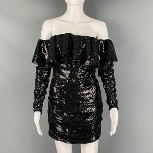 ATTICO Size 0 Black Polyester Sequined Mini Dress